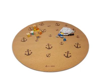 Productafbeelding van Kruipmat van kurk. Vrij van schadelijke stoffen, geschikt voor baby's en kinderen. Rond, ongeveer 110 cm in diameter
