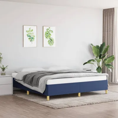 Image de The Living Store Sommier tapissier Bleu 160x200 cm Tissu