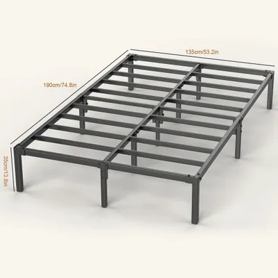 Obrázek produktu pro Kovová postel - rám postele - 135 x 190 x 35 cm - ocel - stabilní konstrukce - úložný prostor pod postelí - černá barva