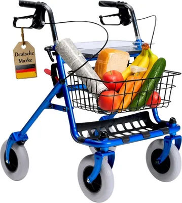 Produktbild von FabaCare Rollator mit Vollausstattung, Gehhilfe faltbar, Standardrollator 286i, Farbe Blau