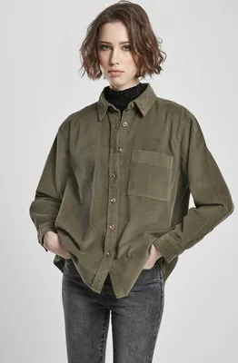 Image de Urban Classics Ladies Corduroy Oversized Shirt olive - L