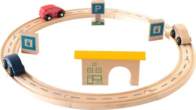 Produktbild von Eichhorn Holzspielzeug Straßenset Tankstelle 135 cm 16 Teile