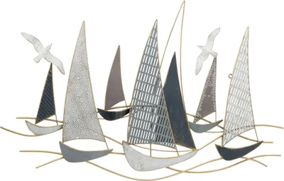 Image de Boltze Objet mural Hanse tableau mural décoratif avec poissons + bateaux, design maritime