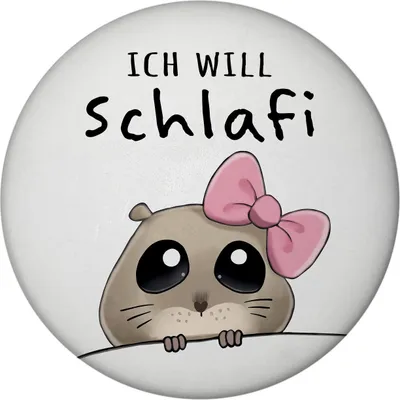 Produktbild von Meme Hamster Magnet rund mit Spruch Ich will Schlafi