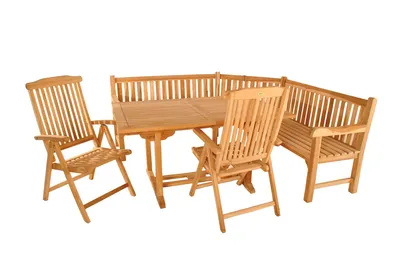 Produktbild von Gartenmöbel Set 4tlg mit Eckbank Teak Gartentisch ausziehbar 120-170 cm MADERA/ARUBA
