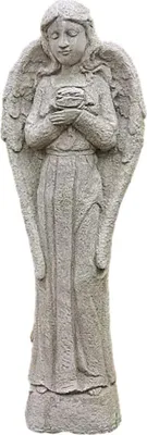 Produktbild von Steinfiguren Horn Engel mit Rose aus Steinguss für den Garten, Frostfest Witterungsbeständig und Neu, 78cm Höhe, SU-748