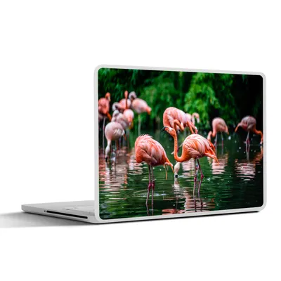 Produktbild von MuchoWow® Laptop Aufkleber Sticker Cover Flamingo - Tropisch - Vogel - Wasser - Rosa 40x30 cm - Laptop Dekoration - Selbstklebend
