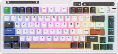 Imagen del producto de Teclado mecánico inalámbrico Royal Kludge Kzzi K75 Pro RGB, con interruptores de respuesta rápida ( y blanco)