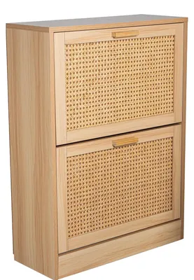 Schoenenregal aus MDF und Rattan, 60x24x82 cm