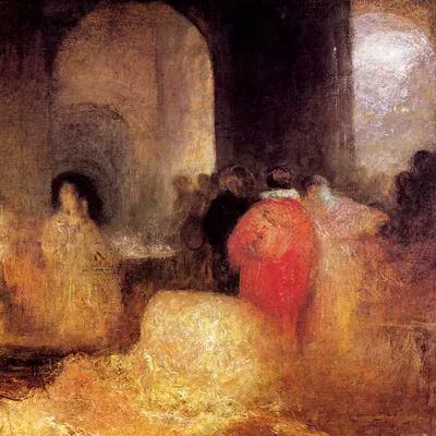 Produktbild von Joseph William Turner Kunstdruck Bild - Abendessen Mit Menschen In Kostümen, 1830-1835 (70 x 70 cm)