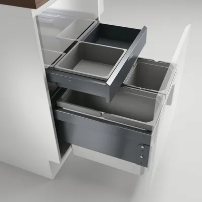 Produktbild von Naber, Cox® Base 1T 500-3 mit Base-Board. Abfallsammler, hellgrau, Höhe 460 mm - Mülleimer