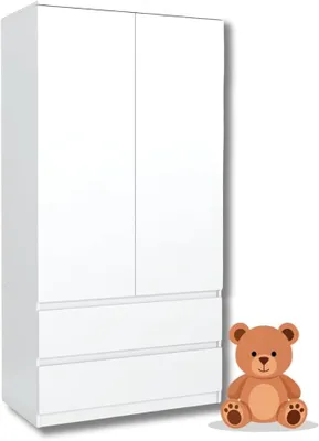 Imagen del producto de Armario infantil de 2 puertas, color blanco, dimensiones 180x90x50 cm