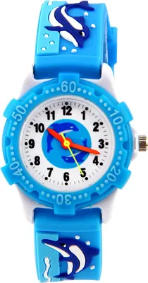 Produktbild von Silikonarmband 3D Digital Cartoon Kinder wasserdichte Uhr, Blau Delfine