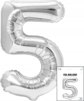 Obrázek produktu pro fóliový balónek číslo 5 stříbrný na narozeninovou oslavu 40cm