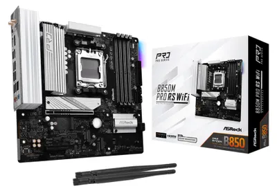 Zdjęcie produktu dla Asrock B850M Pro RS WiFi, AMD, Gniazdo AM5, AMD Ryzen 7000 Series, AMD Ryzen 8000 Series, AMD Ryzen 9000 Series, Gniazdo AM5, DDR5-SDRAM, 256 GB
