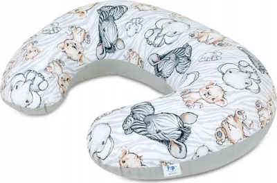 Produktbild von Pepi Stillkissen mit grauem Velvet - Stillhorn Stillhörnchen kleines Baby Still Kissen für Füttern von Babys Neugeborene Breastfeeding - Safari