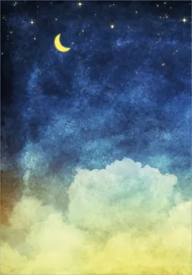 Produktbild von Wallario selbstklebendes Poster - Wolkenhimmel mit Mond und Sternen, Größe: 70 x 100 cm