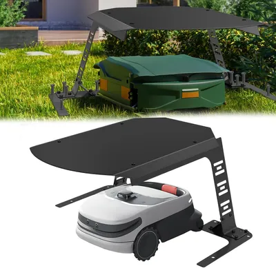 Image de Couverture de protection pour robot de tonte, compatible avec les garages et les abris de voiture, résistante aux intempéries et aux UV, de couleur noire. Idéale pour protéger les robots de tonte dans le jardin