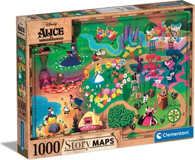 Produktbild von Clementoni 39667 - 1000 Teile Puzzle - Alice im Wunderland - Disney Maps