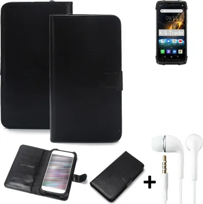 Produktbild von K-S-Trade Wallet Case Handyhülle kompatibel mit Blackview BV6900 Schutzhülle Flip cover Flipstyle Tasche Hülle Flipcover Slim Bumper schwarz + in