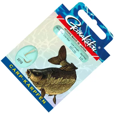 Produktbild von Gamakatsu Carp LS-3310 Haken 60cm - 10 gebundene Angelhaken, Hakengröße/Schnurdurchmesser:Gr. 2 / 0.30mm
