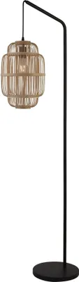 Immagine prodotto di Piantana Contemporaneo Giava Acciaio Nero Legno Marrone 1 Luce E27