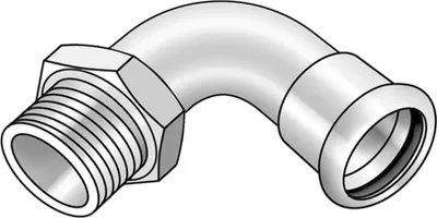 Productafbeelding van KE Kelit CP460, STEELFIX, boogstuk van staal, 90°, met AG-aansluiting 22x3/4", 1 stuk.