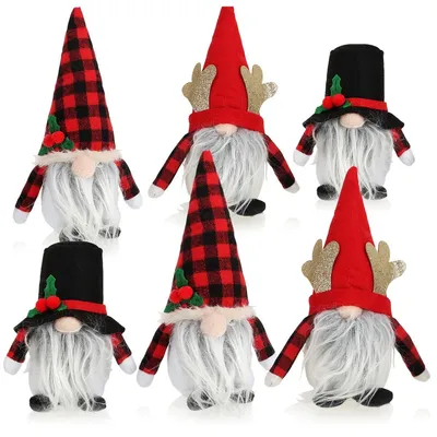 Productafbeelding van Kerstkabouter Kerstelfje - 6 stuks - Rood, wit, grijs, zwart, groen en goud