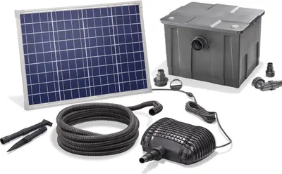 Produktbild von Solar Teichfilter Set 50/2500 Solarpumpe Außenfilter Gartenteich esotec 101080