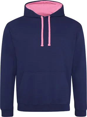 Produktbild von Just Hoods JH003 | Varsity Herren Hoodie / Kaputzenpullover - Farbe: Oxford Navy/Candyfloss Pink - Größe: S