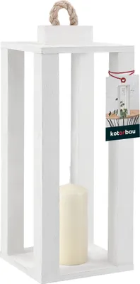 Produktbild von KOTARBAU® Holzlaterne Weiß 13,5 x 13,5 x 26,5 cm Gartenlaterne Holz Laterne draußen & drinnen Laterne Wohnzimmer für Blumen und Kerzen Laternen Hochzeit