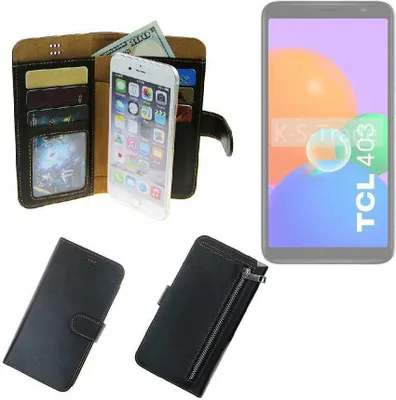 Produktbild von K-S-Trade Schutz Hülle kompatibel mit TCL 403 Klapphülle Case Phone cover Slim Handytasche Handy Hülle schwarz aus Kunstleder (1 Stk)