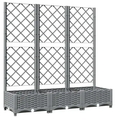 Produktbild von Rankgitter Pflanzkasten - Hochbeet für Kletterpflanzen - 120x40x121,5 cm - PP Kunststoff - Für Garten und Terrasse - Hellgrau