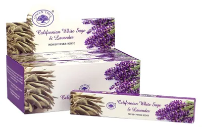 Image de Bâtonnets d'encens Green Tree « Sauge blanche de Californie et lavande » 15 g