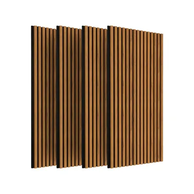 Produktbild von IZODEKOR Akustikpaneele 120x60 cm Walnuss 4er Set (2,88m²) – MDF Holz Lamellenwand mit Akustikfilz, schalldämmend, für Wohnzimmer, Büro & TV-Wand