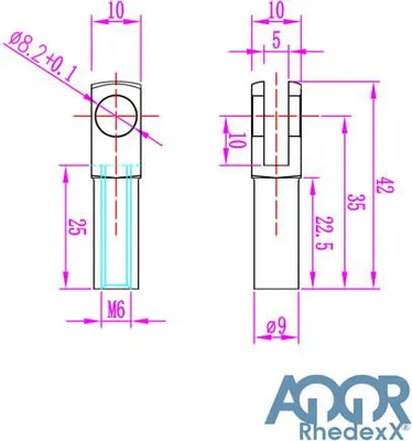 Produktbild von Gabelkopf M6 35mm -Bolzen 8mm Zubehör Gasdruckfeder Endstücke