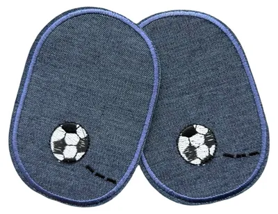 Produktbild von Ellenbogen-Knie-Flicken-Set zum Aufbügeln, Fußball-Denim