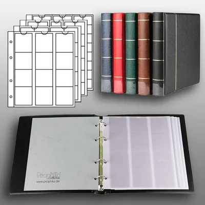Produktbild von Prophila Collection Münz-Album mit 4 Hüllen für 110 Münzen schwarz