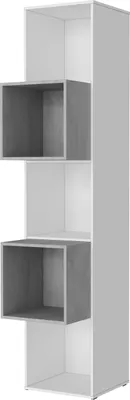 Produktbild von SMARTBett Standregal, Würfelregal  für Wohnzimmer, Kinderzimmer, Schlafzimmer und Büro |  Regal Weiss + 2 Würfel Beton