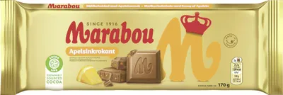 Zdjęcie produktu dla Czekolada mleczna Marabou z pomarańczą – połączenie kruchości i chrupkości, 170 g