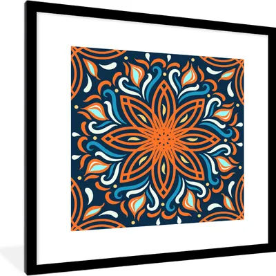 Produktbild von MuchoWow® MuchoWow® Gerahmtes Poster Blume - Blätter - Orange 40x40 cm - Poster mit zchwarzem Bilderrahmen - Poster - Plakat im Rahmen