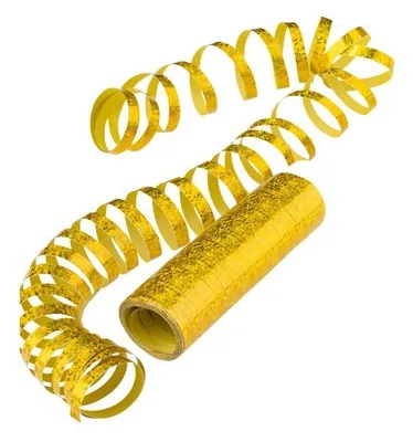 Luftschlangen, Gold, 3,8 m, 18 Stück, Holografisch