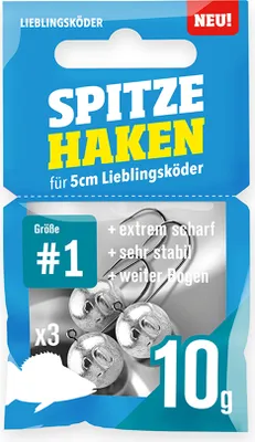 Produktbild von Lieblingsköder Spitze Haken Gr. 1 - 3 Jighaken, Gewicht:10g