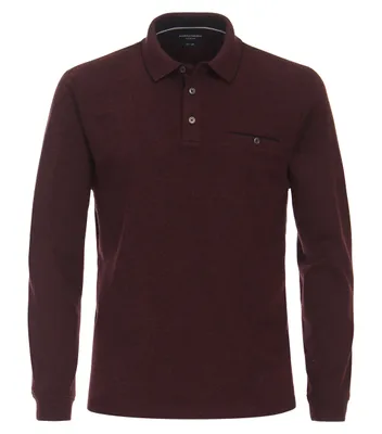 Produktbild von CASAMODA Herren Poloshirt Langarm Polokragen Casual-Fit Piqué Bordeaux XXL