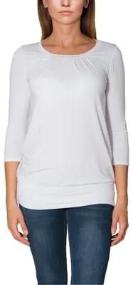 Produktbild von Alkato Damen Viskose Shirt 3/4 Arm Longshirt Top, Farbe: Weiß, Größe: S