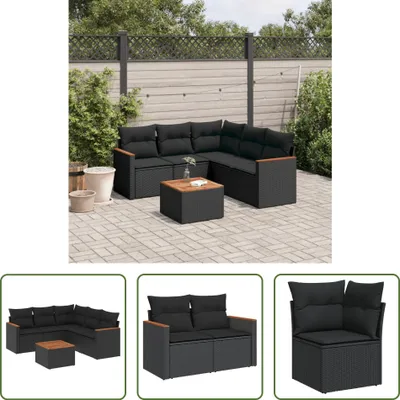 Produktbild von The Living Store 6-tlg. Garten-Sofagarnitur mit Kissen Schwarz Poly Rattan