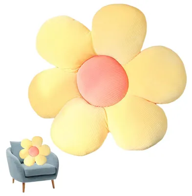 Produktbild von Plüsch-Bodenkissen in Blumenform, 40 cm (gelb und rosa)