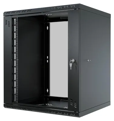 Obrázok produktu pre Serverová skriňa 19" RACK Závesná  12U 450 mm Sklenené dvere čierne Stalflex