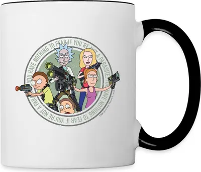 Produktbild von Spreadshirt Rick and Morty und Freunde Tasse Zweifarbig, One size, Weiß/Schwarz