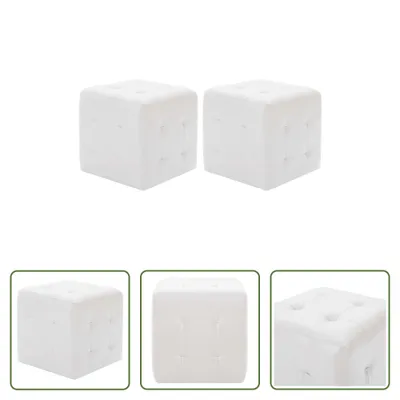 Obrázok produktu pre The Living Store Puf 2 ks. Biely 30x30x30 cm Imitácia kože